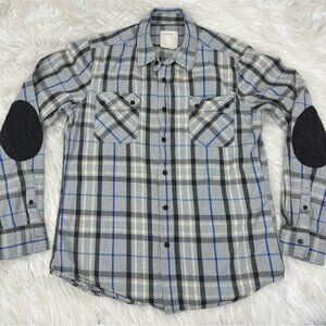 Life/After/Denim Men's Blue Tartan Balmoral Plaid Western Flannel Shirt M/C40